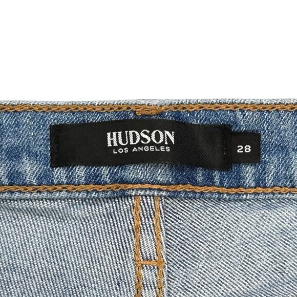 Hudson Lana Boyfriend Ripped Jeans Distressed Hem Denim Medium Wash Blue - Picture 8 of 12